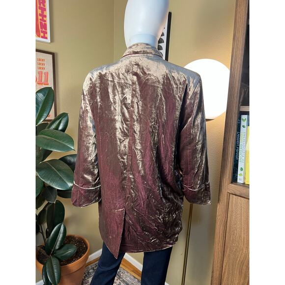 Anthropologie Cartonnier Champagne Velvet Long Blazer Jacket Size M - Picture 5 of 6